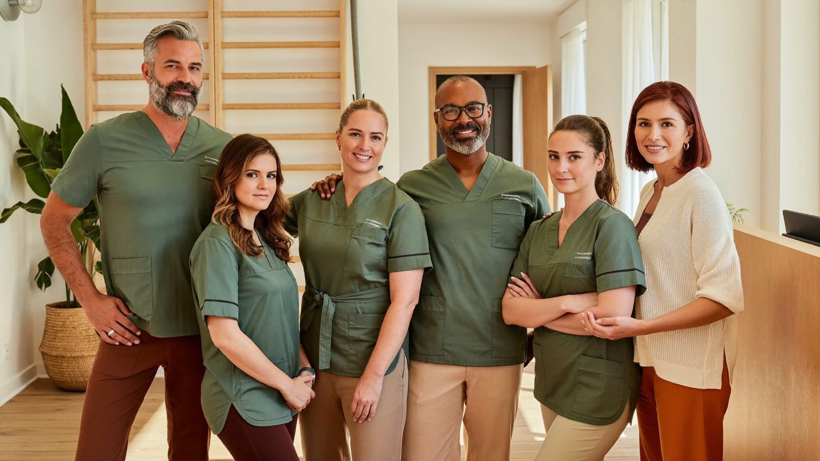 El equipo de Movera Fisioterapia al completo en la sala de ejercicio